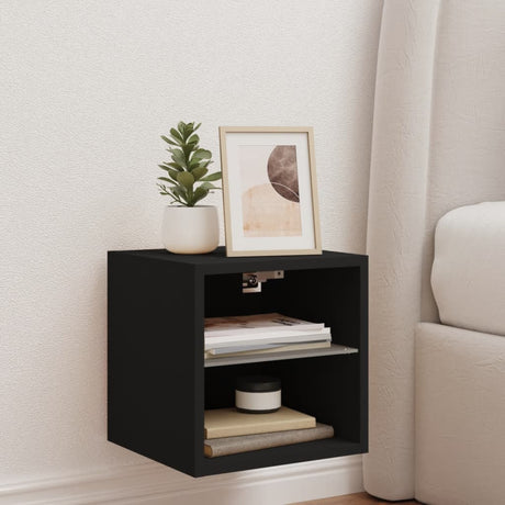 Tv Wall Cabinet With Led Lights 30X28.5X Black