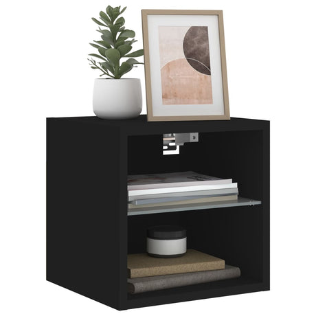Tv Wall Cabinet With Led Lights 30X28.5X Black