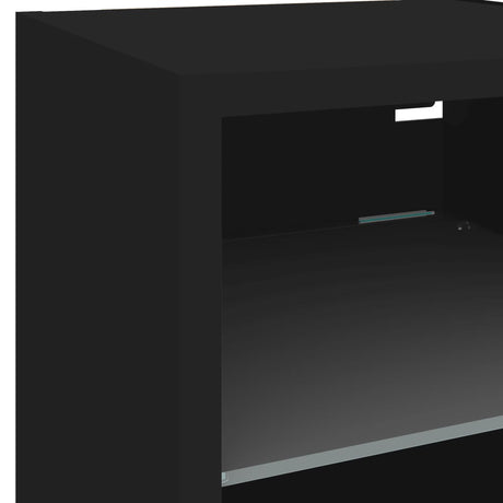 Tv Wall Cabinet With Led Lights 30X28.5X Black