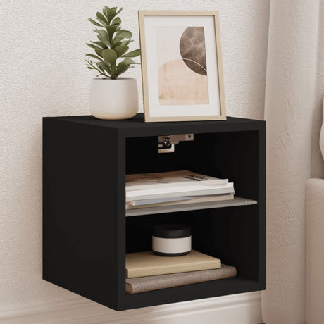 Tv Wall Cabinet With Led Lights 30X28.5X Black