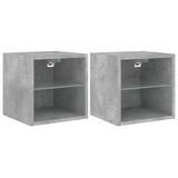 Tv Wall Cabinets With Led Lights 2 Pcs 30X28.5X Concrete Grey