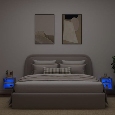 Tv Wall Cabinets With Led Lights 2 Pcs 30X28.5X Concrete Grey