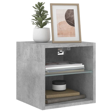 Tv Wall Cabinets With Led Lights 2 Pcs 30X28.5X Concrete Grey