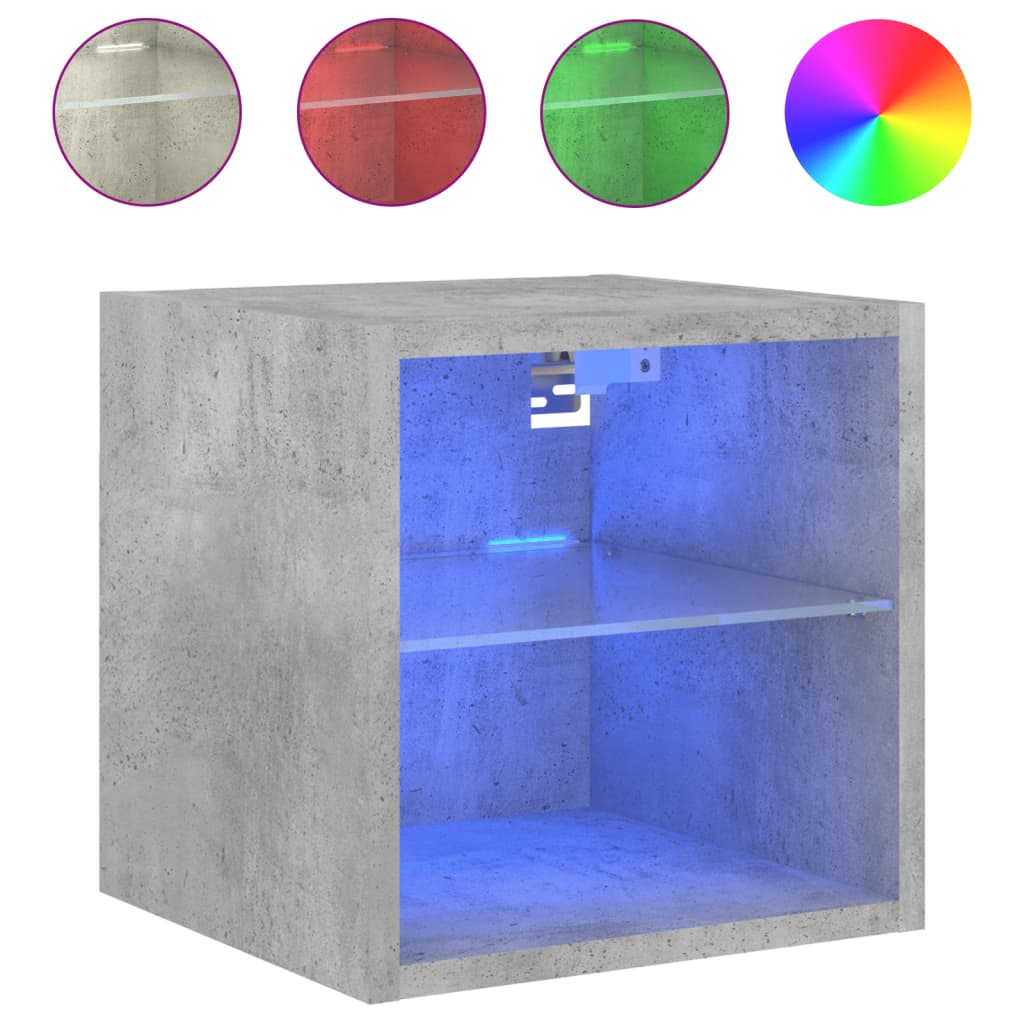 Tv Wall Cabinets With Led Lights 2 Pcs 30X28.5X Concrete Grey