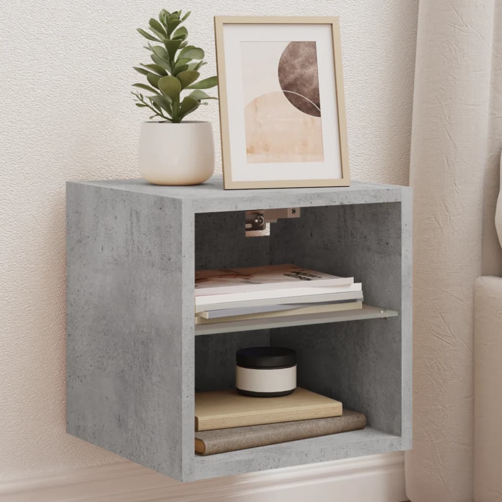 Tv Wall Cabinets With Led Lights 2 Pcs 30X28.5X Concrete Grey