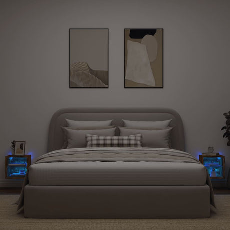 Tv Wall Cabinets With Led Lights 2 Pcs 30X28.5X Smoked Oak