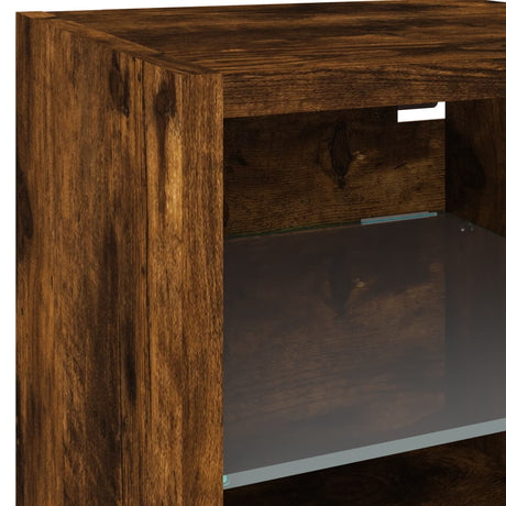 Tv Wall Cabinets With Led Lights 2 Pcs 30X28.5X Smoked Oak