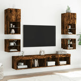 Tv Wall Cabinets With Led Lights 2 Pcs 30X28.5X Smoked Oak