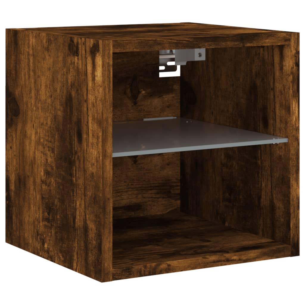 Tv Wall Cabinets With Led Lights 2 Pcs 30X28.5X Smoked Oak