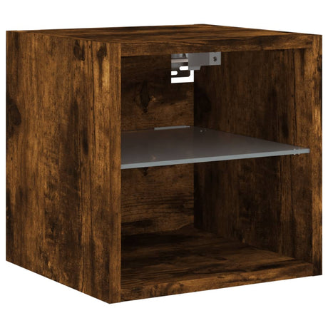 Tv Wall Cabinets With Led Lights 2 Pcs 30X28.5X Smoked Oak