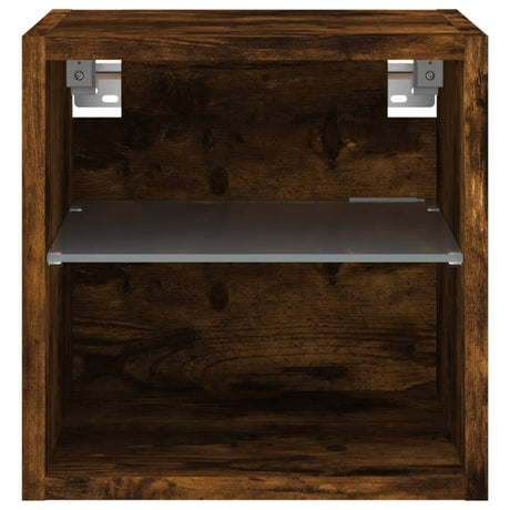Tv Wall Cabinets With Led Lights 2 Pcs 30X28.5X Smoked Oak