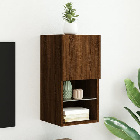 Tv Cabinet With Led Lights 40.5X30X Brown Oak