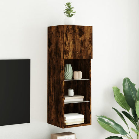 Tv Cabinet With Led Lights 40.5X30X Smoked Oak