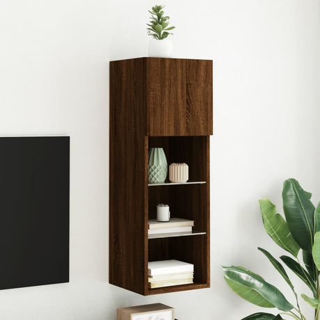 Tv Cabinet With Led Lights 40.5X30X Brown Oak