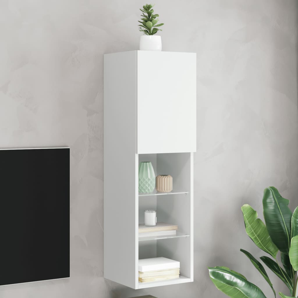 Tv Cabinet With Led Lights 30.5X30X White
