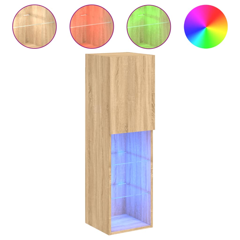 Tv Cabinets With Led Lights 2 Pcs 30.5X30X Sonoma Oak