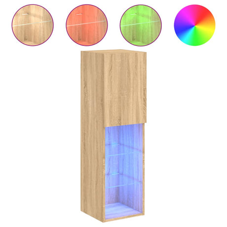 Tv Cabinets With Led Lights 2 Pcs 30.5X30X Sonoma Oak