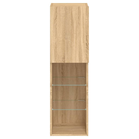 Tv Cabinets With Led Lights 2 Pcs 30.5X30X Sonoma Oak