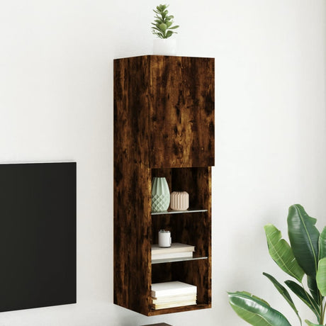 Tv Cabinet With Led Lights 40.5X30X Smoked Oak