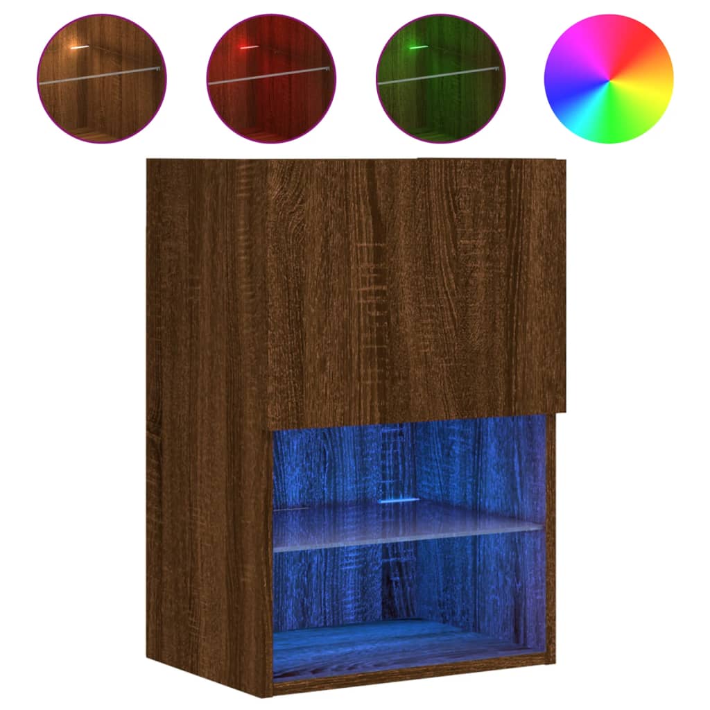 Tv Cabinet With Led Lights 40.5X30X Brown Oak