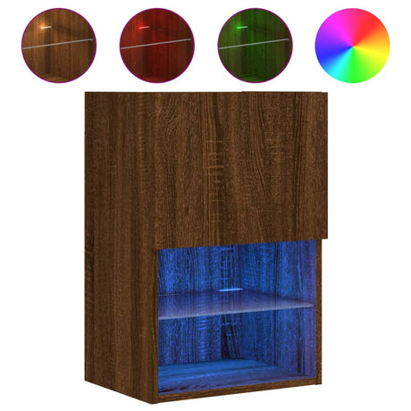 Tv Cabinet With Led Lights 40.5X30X Brown Oak