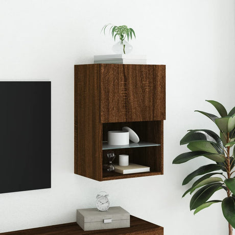 Tv Cabinet With Led Lights 40.5X30X Brown Oak