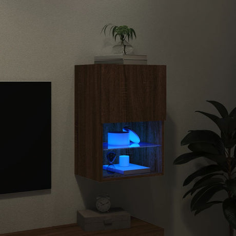 Tv Cabinet With Led Lights 40.5X30X Brown Oak
