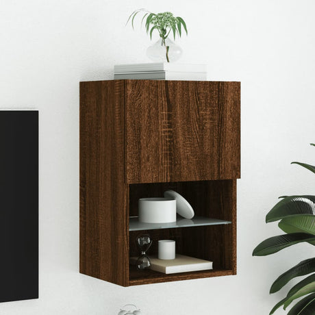 Tv Cabinet With Led Lights 40.5X30X Brown Oak