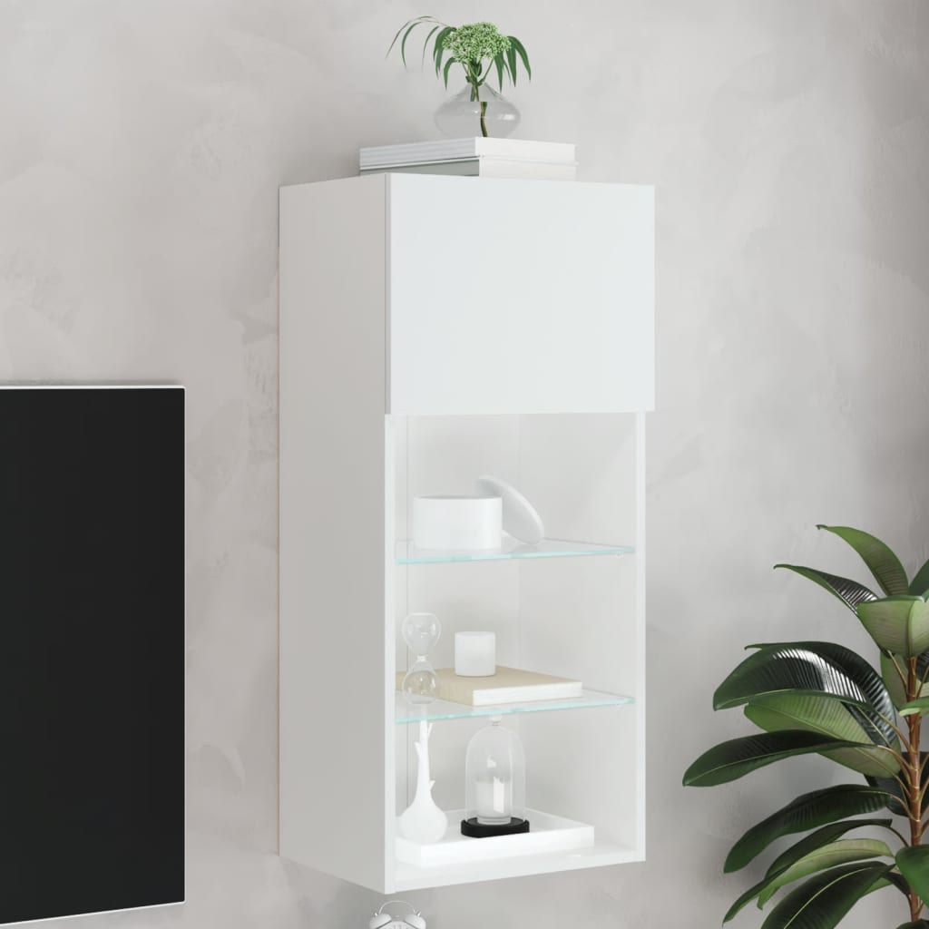 Tv Cabinet With Led Lights 30.5X30X White
