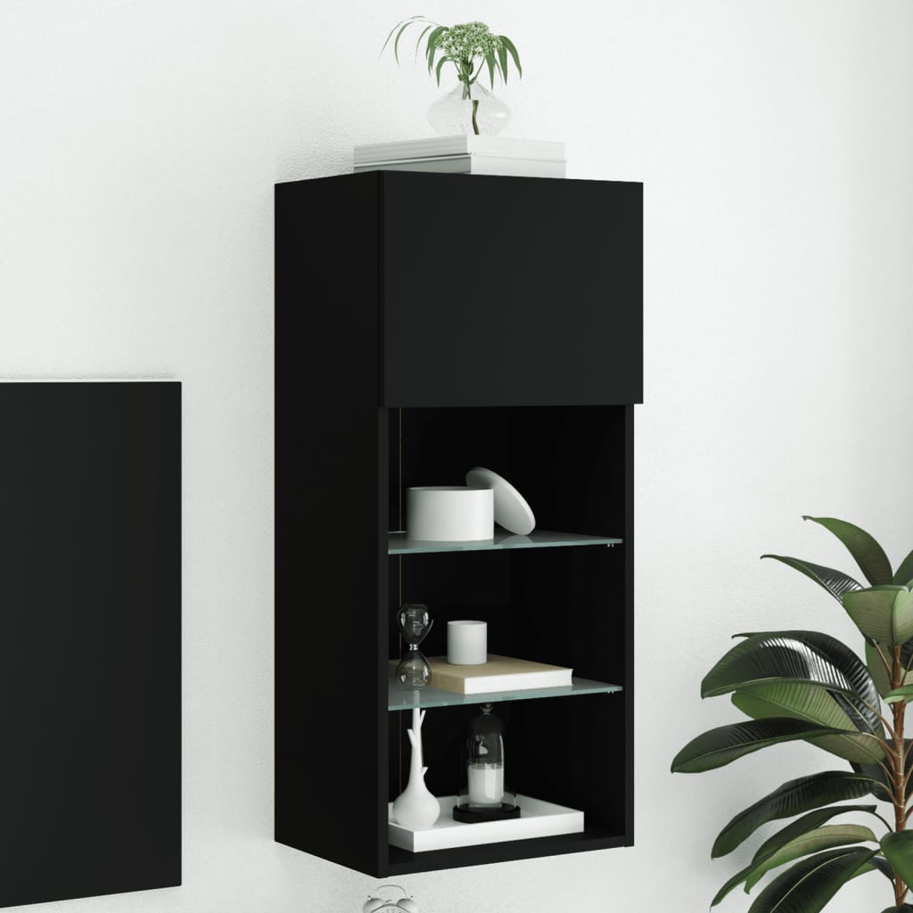 Tv Cabinet With Led Lights 30.5X30X Black