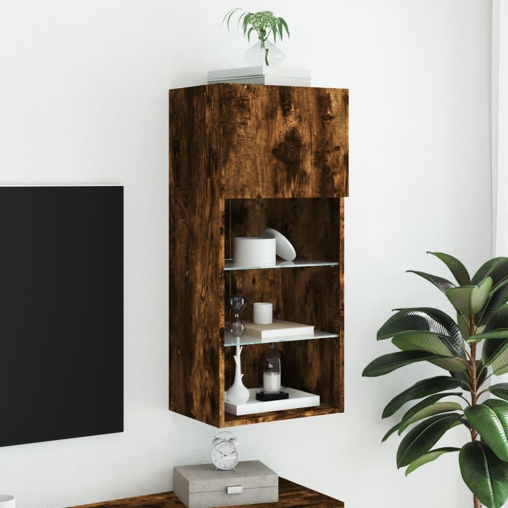 Tv Cabinet With Led Lights 40.5X30X Smoked Oak