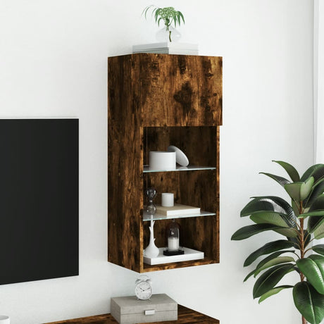 Tv Cabinet With Led Lights 40.5X30X Smoked Oak