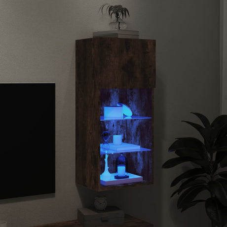 Tv Cabinet With Led Lights 40.5X30X Smoked Oak