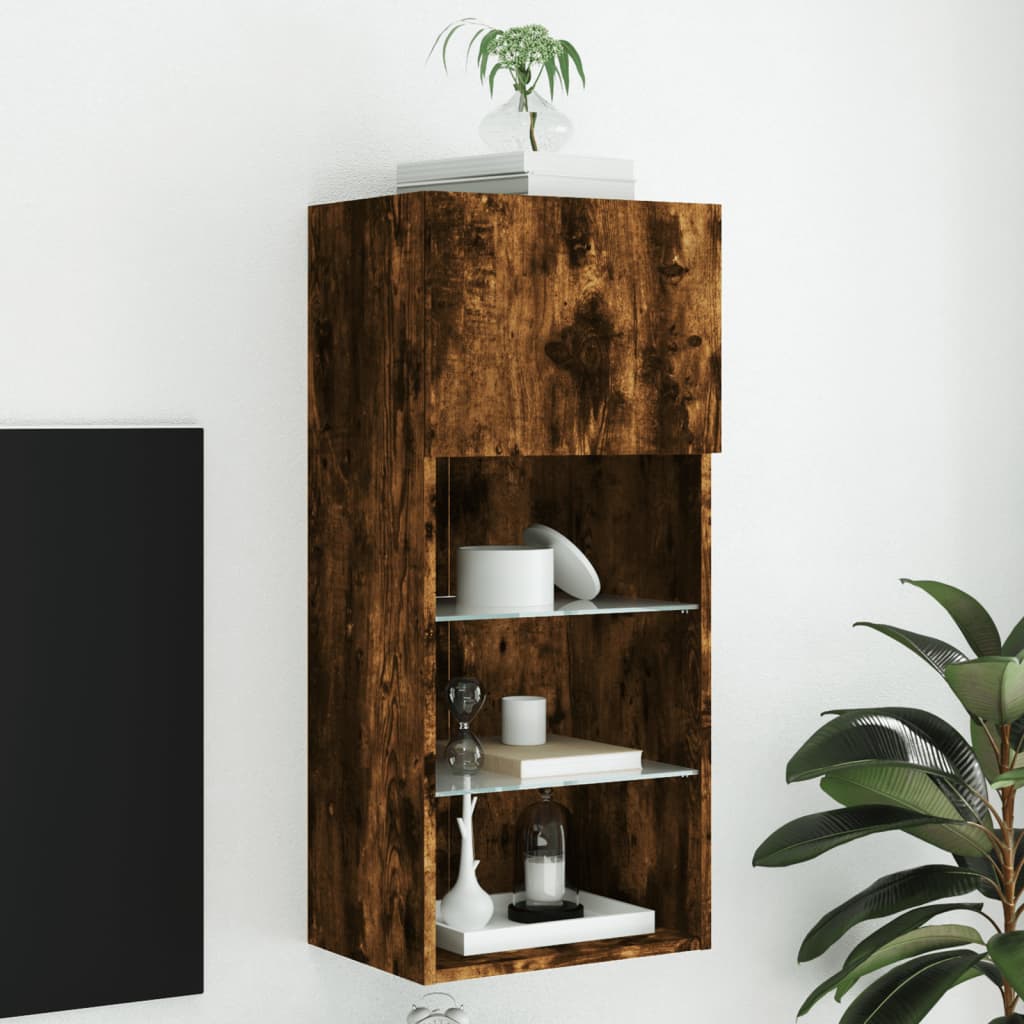 Tv Cabinet With Led Lights 40.5X30X Smoked Oak