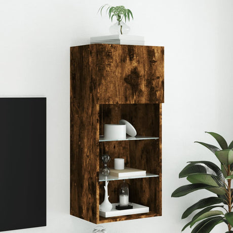 Tv Cabinet With Led Lights 40.5X30X Smoked Oak