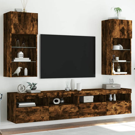 Tv Cabinet With Led Lights 40.5X30X Smoked Oak