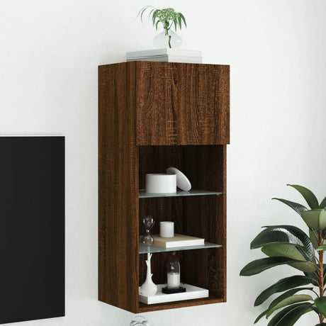 Tv Cabinet With Led Lights 40.5X30X Brown Oak