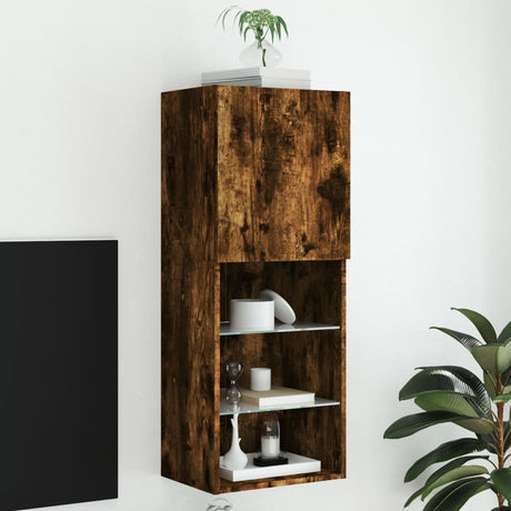 Tv Cabinet With Led Lights 40.5X30X Smoked Oak