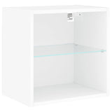 Bedside Cabinet With Led Lights Wall-Mounted White