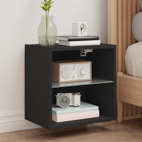 Tv Wall Cabinet With Led Lights 30X28.5X Black