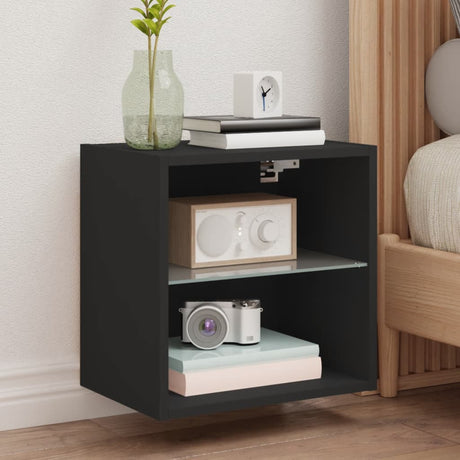 Tv Wall Cabinet With Led Lights 30X28.5X Black