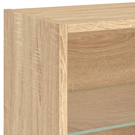 Bedside Cabinets With Led Lights Wall-Mounted 2 Pcs Sonoma Oak
