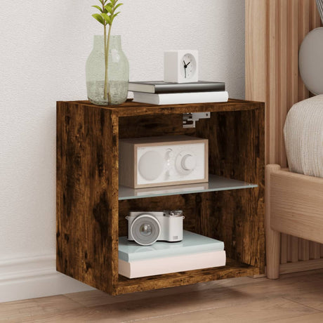 Tv Wall Cabinets With Led Lights 2 Pcs 30X28.5X Smoked Oak