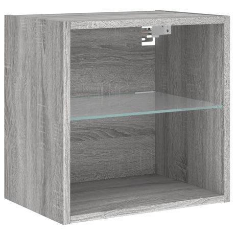 Bedside Cabinet With Led Lights Wall-Mounted Grey Sonoma