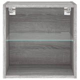 Bedside Cabinet With Led Lights Wall-Mounted Grey Sonoma
