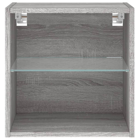 Bedside Cabinet With Led Lights Wall-Mounted Grey Sonoma