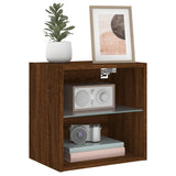 Bedside Cabinet With Led Lights Wall-Mounted Brown Oak