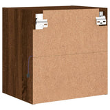 Bedside Cabinet With Led Lights Wall-Mounted Brown Oak