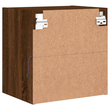 Bedside Cabinet With Led Lights Wall-Mounted Brown Oak