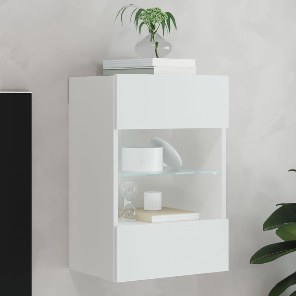Tv Wall Cabinets With Led Lights 2 Pcs 40X30X60.5 Cm